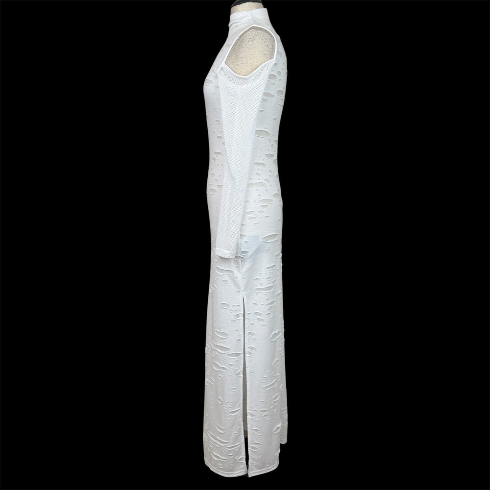 Killstar Dress Womens M White Distressed Cutout Bodycon Gothic Grunge Shredded - Picture 6 of 15